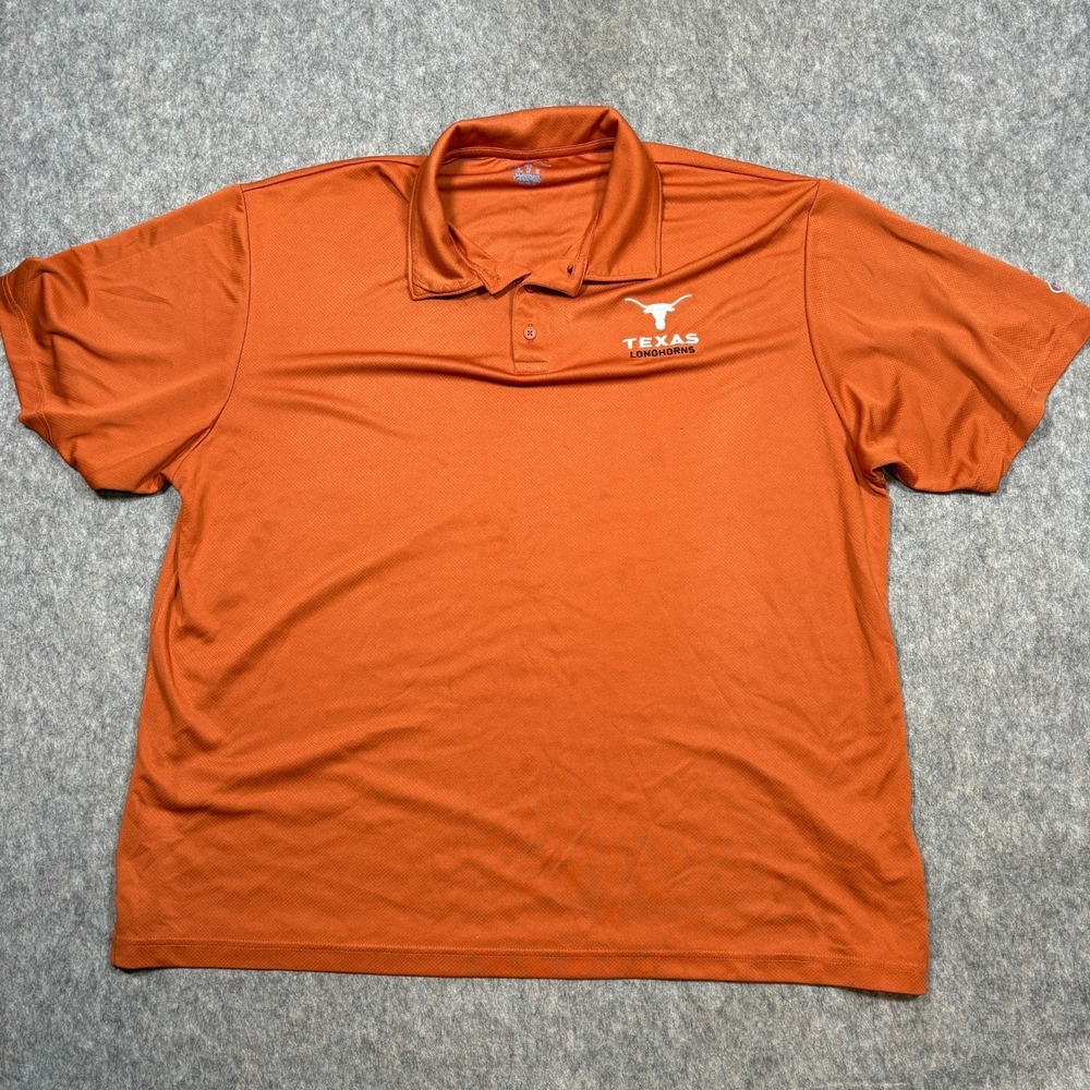 Champion Polo Shirt Men's Size 2XL Orange Short Sleeves Texas Longhorns NCAA